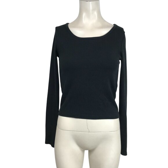 PACT - WOMEN'S SMALL - BLACK LONG SLEEVE ROUND NECK ORGANIC COTTON BLEND TOP - Picture 1 of 8